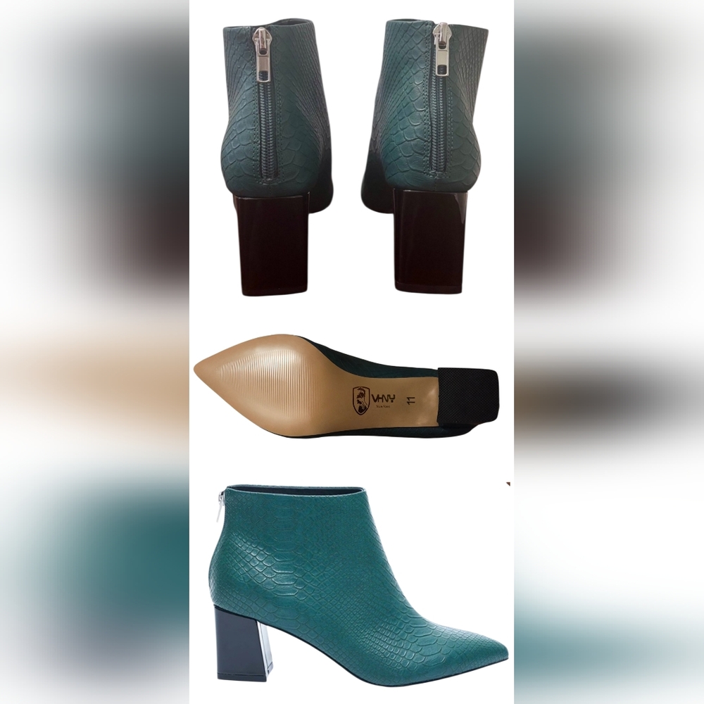 VHNY Teal and Black Block Heel Pumps